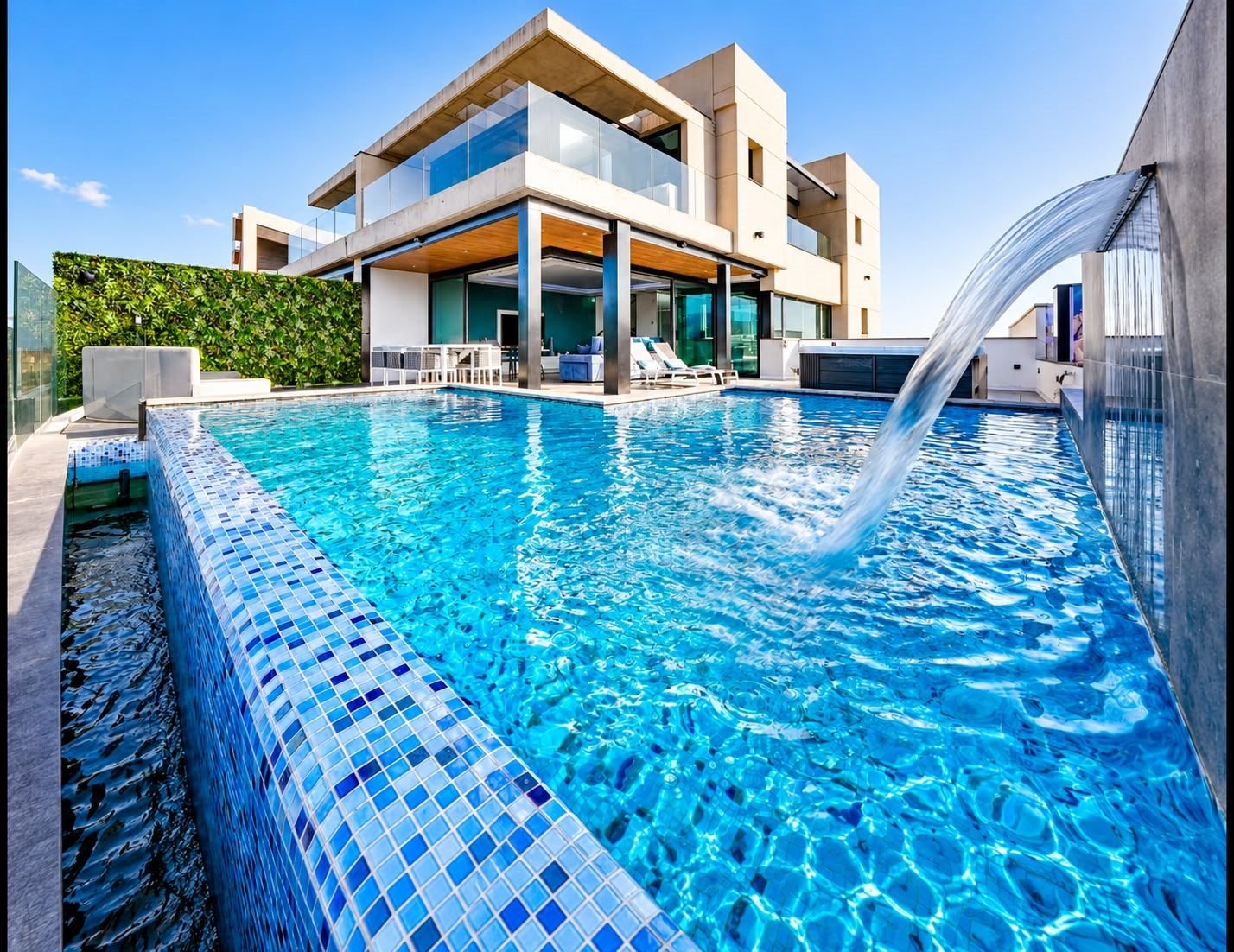 Vivienda contemporánea con piscina y cascada en Canarias